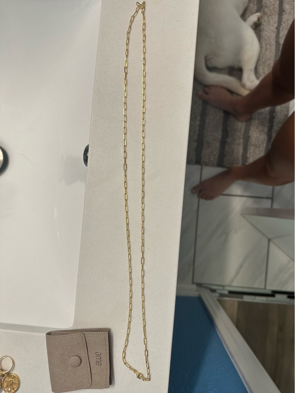Awe inspired long 35 inch Gold Paperclip Chain Necklace